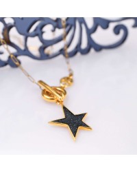 Handmade Gold plated Necklace - Enamelled Star Handmade short necklace with Enamelled Star and 24K gold-plating