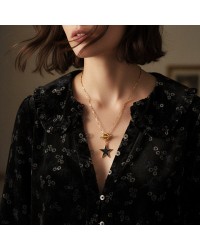 Handmade Gold plated Necklace - Enamelled Star Handmade short necklace with Enamelled Star and 24K gold-plating