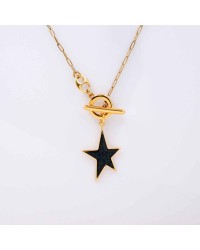 Handmade Gold plated Necklace - Enamelled Star Handmade short necklace with Enamelled Star and 24K gold-plating