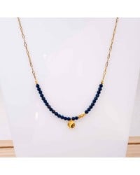 Χειροποίητο Κολιέ με Lapis Lazuli Xειροποίητo κοντό κολιέ σε επίχρυση επιμετάλλωση με λάπις λάζουλι