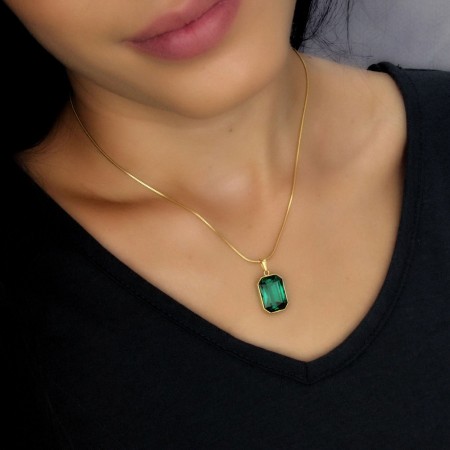 Επίχρυσο Κολιέ: Ανοξείδωτο Ατσάλι & Κρύσταλλο