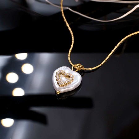 Κολιέ Ανοξείδωτο Ατσάλι - Καρδιά από Φίλντισι