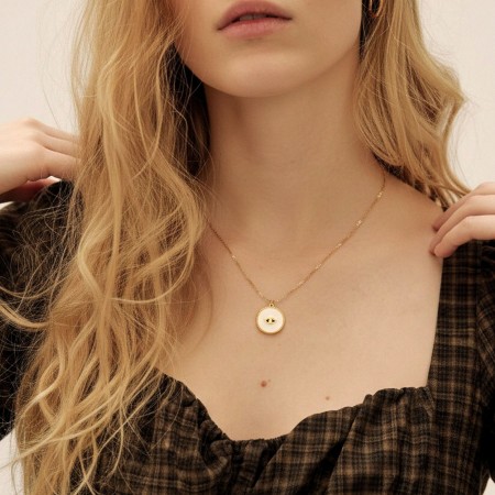 Επίχρυσο Κολιέ Μάτι: Ανοξείδωτο Ατσάλι & Σμάλτο