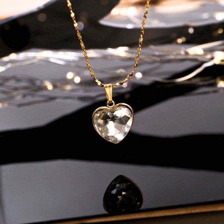 Κολιέ Ανοξείδωτο Ατσάλι - Crystal Heart Κολιέ Ανοξείδωτο Ατσάλι - Crystal Heart