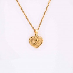 Κολιέ με καρδιά από ανοξείδωτο ατσάλι και επιχρύσωση 24Κ