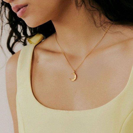 Κολιέ Ανοξείδωτο Ατσάλι - Φεγγάρι με Ζιργκόν Κολιέ Ανοξείδωτο Ατσάλι - Φεγγάρι με Ζιργκόν