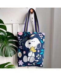 Τσάντα Snoopy Tote | Peanuts In Bloom Τσάντα Tote από ανθεκτικό τζιν με τον Snoopy και λουλούδια