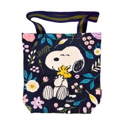 Τσάντα Tote από ανθεκτικό τζιν με τον Snoopy και λουλούδια