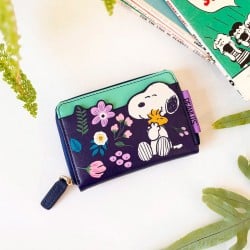 Πορτοφόλι με φερμουάρ με σχέδιο Snoopy και λουλούδια
