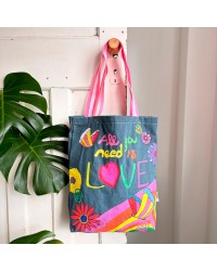 Τσάντα Tote All you need is Love | The Beatles Τσάντα Tote από ανθεκτικό τζιν All you need is Love