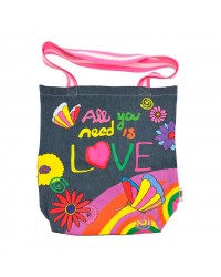 Τσάντα Tote All you need is Love | The Beatles Τσάντα Tote από ανθεκτικό τζιν All you need is Love