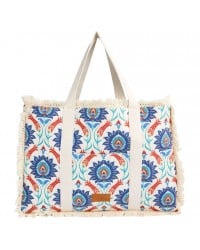 Τσάντα θαλάσσης Achilleas από βαμβακερό καμβά με boho γεωμετρικό μοτίβο Τσάντα θαλάσσης Achilleas από βαμβακερό καμβά με boho γεωμετρικό μοτίβο