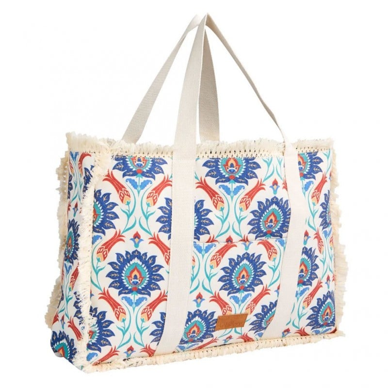 Τσάντα θαλάσσης Achilleas από βαμβακερό καμβά με boho γεωμετρικό μοτίβο Τσάντα θαλάσσης Achilleas από βαμβακερό καμβά με boho γεωμετρικό μοτίβο