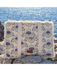 Τσάντα θαλάσσης Achilleas από βαμβακερό καμβά με boho γεωμετρικό μοτίβο Τσάντα θαλάσσης Achilleas από βαμβακερό καμβά με boho γεωμετρικό μοτίβο