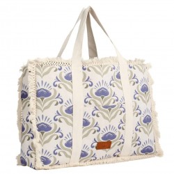 Beach bag Achilleas made of thick cotton canvas with geometric pattern print