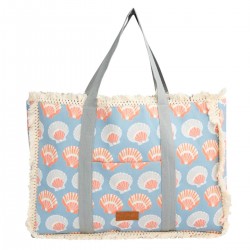 Achivades beach bag made of thick canvas with geometric pattern print
