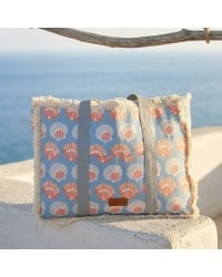 Τσάντα θαλάσσης Achivades από βαμβακερό καμβά με boho γεωμετρικό μοτίβο Τσάντα θαλάσσης Achivades από βαμβακερό καμβά με boho γεωμετρικό μοτίβο