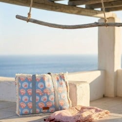 Achivades beach bag made of thick canvas with geometric pattern print