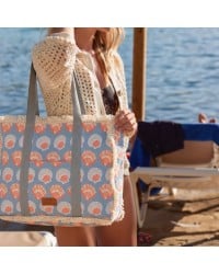 Τσάντα θαλάσσης Achivades από βαμβακερό καμβά με boho γεωμετρικό μοτίβο Τσάντα θαλάσσης Achivades από βαμβακερό καμβά με boho γεωμετρικό μοτίβο