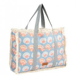 Achivades beach bag made of thick canvas with geometric pattern print