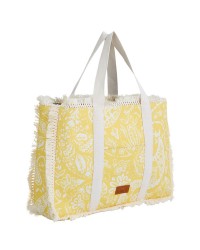 Yellow Paisley Bloom Fringe Βeach Βag Yellow Paisley Bloom Fringe Βeach Βag made of thick canvas with boho print