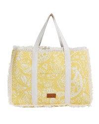 Yellow Paisley Bloom Fringe Βeach Βag Yellow Paisley Bloom Fringe Βeach Βag made of thick canvas with boho print