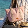Τσάντα θαλάσσης Rose Blush από βαμβακερό καμβά με ιμάντες Τσάντα θαλάσσης Rose Blush από βαμβακερό καμβά με ιμάντες