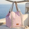 Τσάντα θαλάσσης Rose Blush από βαμβακερό καμβά με ιμάντες Τσάντα θαλάσσης Rose Blush από βαμβακερό καμβά με ιμάντες