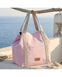 Τσάντα θαλάσσης Rose Blush από βαμβακερό καμβά με ιμάντες Τσάντα θαλάσσης Rose Blush από βαμβακερό καμβά με ιμάντες