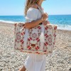 Τσάντα θαλάσσης Achilleas από βαμβακερό καμβά με boho γεωμετρικό μοτίβο 