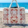 Τσάντα θαλάσσης Achilleas από βαμβακερό καμβά με boho γεωμετρικό μοτίβο 