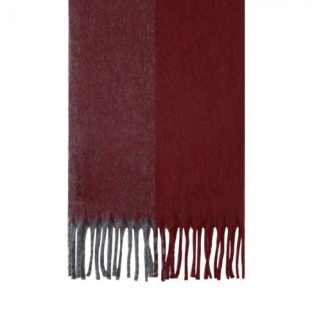 Two-Tone Burgundy & Grey Scarf with Fringes