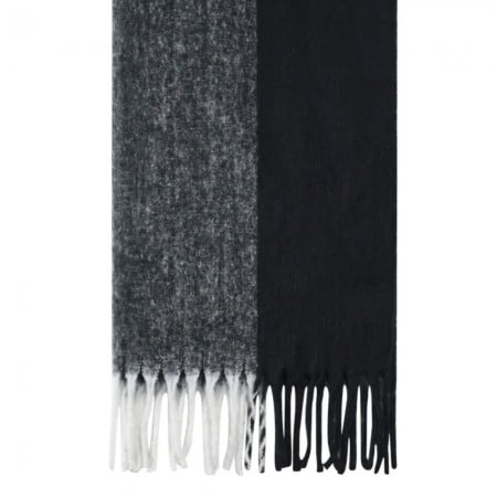 Two-Tone Black & Grey Scarf with Fringes Two-Tone Black & Grey Scarf with Fringes
