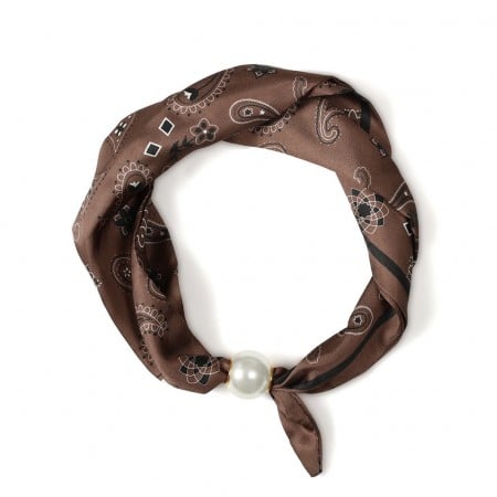 Neck Scarf with Decorative Pearl 43x12.5cm Neck Scarf with Decorative Pearl 43x12.5cm