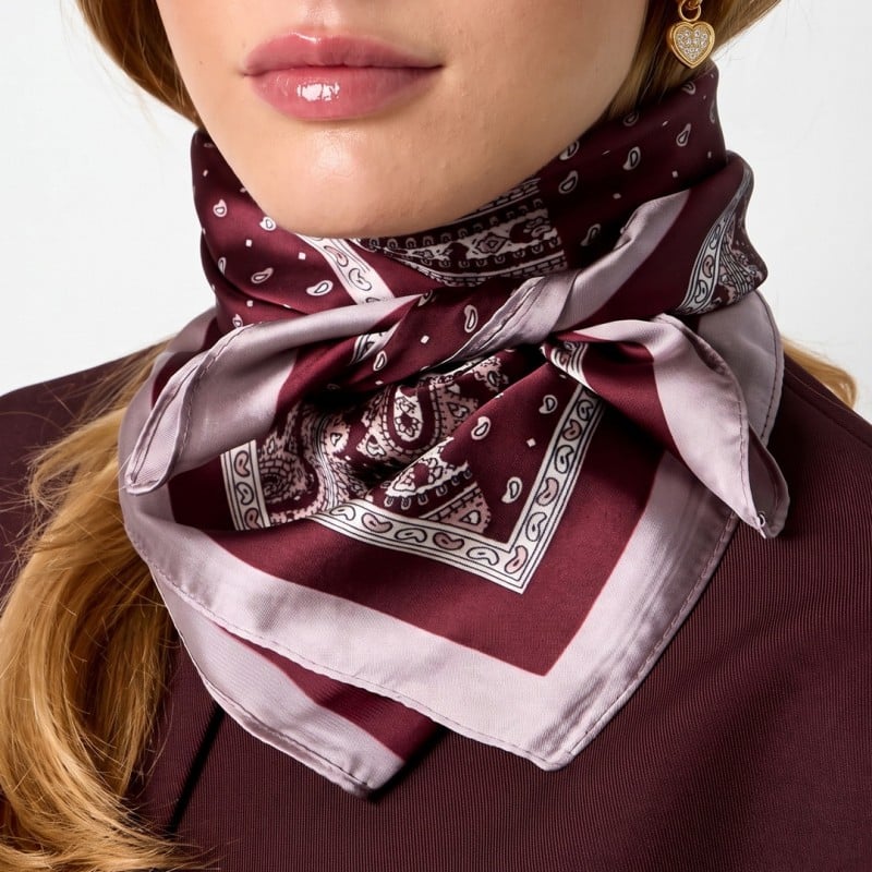 Φουλάρι Imitation Silk με Paisley Σχέδιο | Μπορντό Φουλάρι Imitation Silk με Paisley Σχέδιο | Crimson