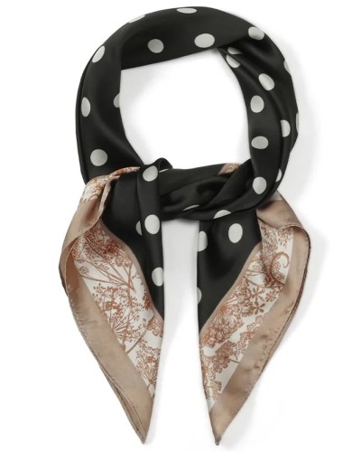 Φουλάρι Imitation Silk με Πουά Σχέδιο | Dark Brown