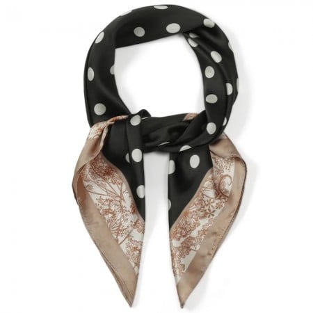 Φουλάρι Imitation Silk με Πουά Σχέδιο | Dark Brown