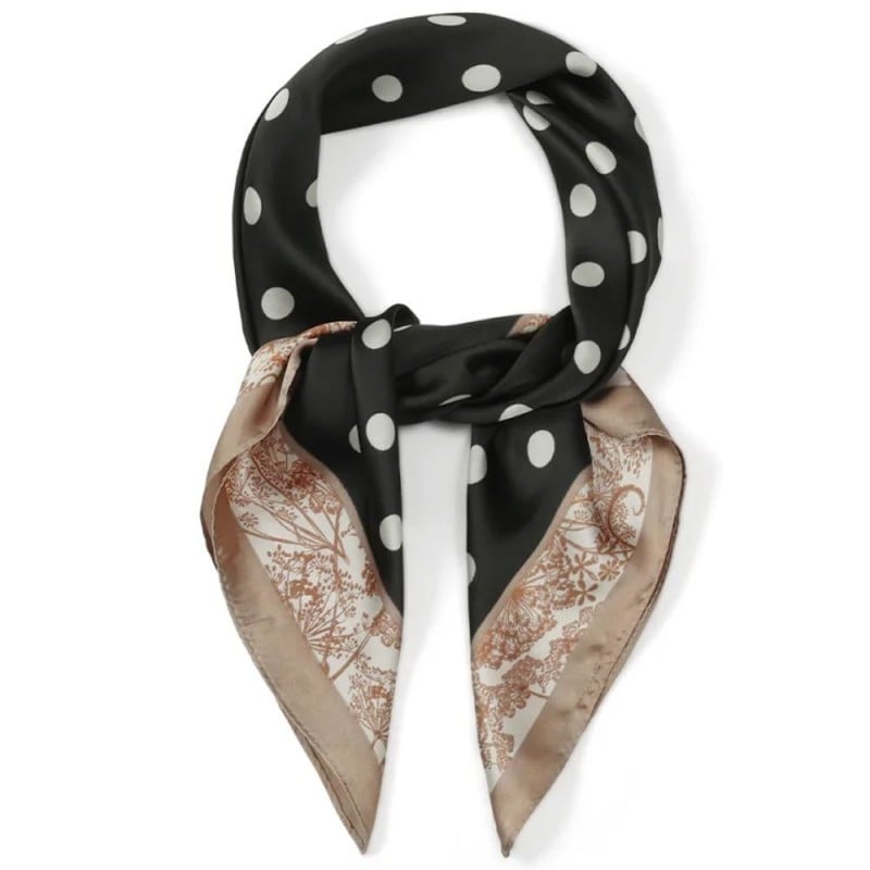 Φουλάρι Imitation Silk με Πουά Σχέδιο | Dark Brown Φουλάρι Imitation Silk με Πουά Σχέδιο | Dark Brown