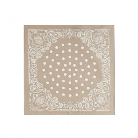 Retro Φουλάρι Bandana με Paisley & Πουά Σχέδιο | Beige