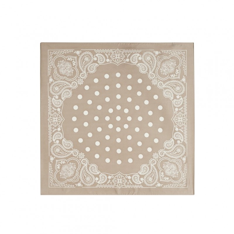 Retro Φουλάρι Bandana με Paisley & Πουά Σχέδιο | Beige Retro Φουλάρι Bandana με Paisley και Πουά Σχέδιο 70εκ. x 70εκ.