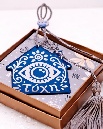 Χειροποίητο Γούρι Σπίτι Plexiglass «Τύχη» με Μάτι σε Κουτί Δώρου