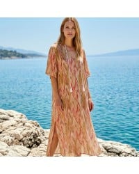 Μακρύ καφτάνι KOKKOSAMMOU Antiparos Μακρύ καφτάνι KOKKOSAMMOU Antiparos από 100% βισκόζη