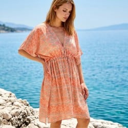 Κοντό καφτάνι Crete με δέσιμο KOKKOSAMMOU από 100% βισκόζη