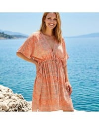 Κοντό καφτάνι Crete με δέσιμο KOKKOSAMMOU Κοντό καφτάνι Crete με δέσιμο KOKKOSAMMOU από 100% βισκόζη