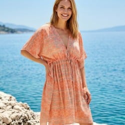 Κοντό καφτάνι Crete με δέσιμο KOKKOSAMMOU από 100% βισκόζη