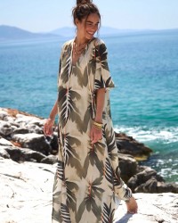 KOKKOSAMMOU Maxi caftan Delphi KOKKOSAMMOU Maxi flowy caftan Delphi made of 100% viscose