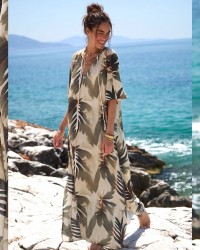 KOKKOSAMMOU Maxi caftan Delphi KOKKOSAMMOU Maxi flowy caftan Delphi made of 100% viscose