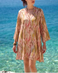 Κοντό καφτάνι Boho KOKKOSAMMOU Antiparos από 100% βισκόζη