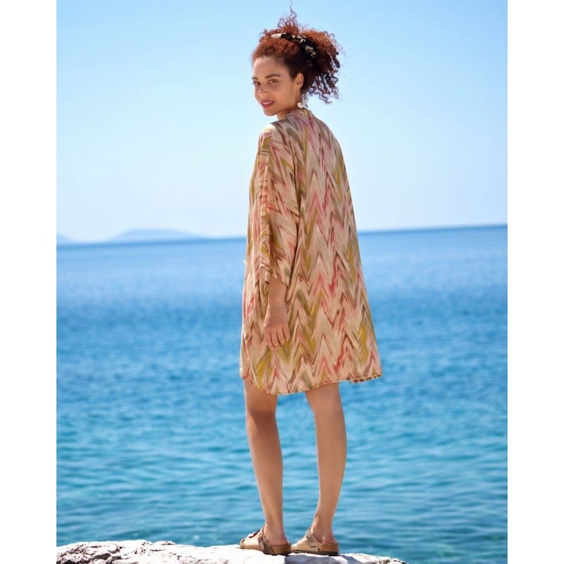 Κοντό καφτάνι Boho KOKKOSAMMOU Antiparos από 100% βισκόζη