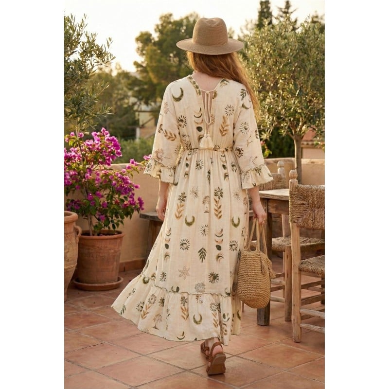 Μακρύ Φόρεμα Boho από 100% βισκόζη Μακρύ Φόρεμα Boho από 100% βισκόζη